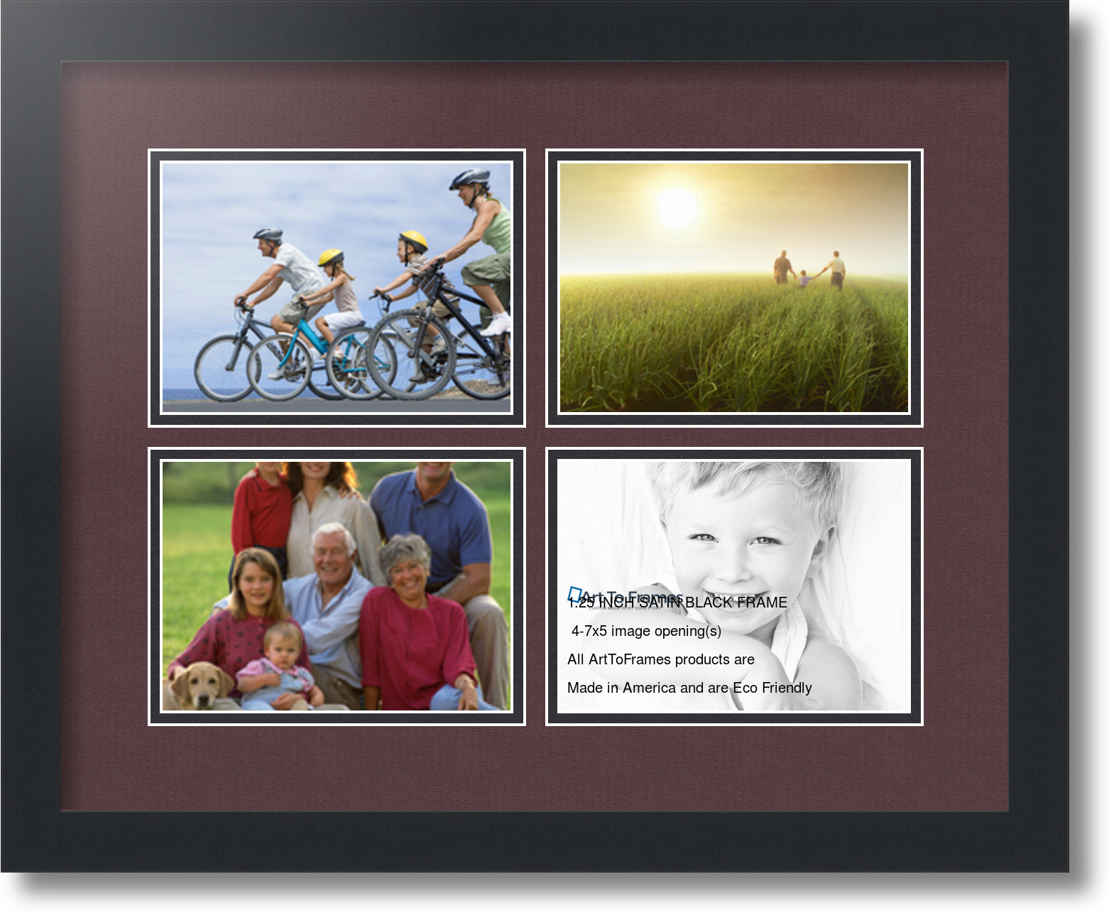 Satin Black Collage Picture Frame with 4 5x7 opening(s), Double Matted eBay