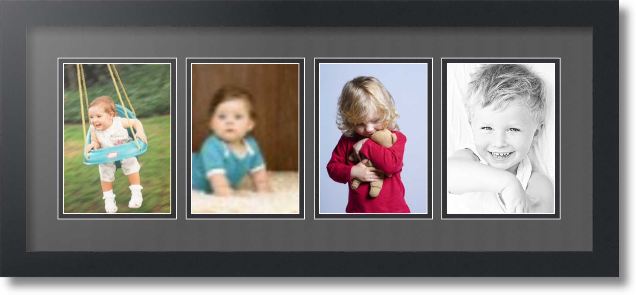 Satin Black Collage Picture Frame with 4 5x7 opening(s), Double