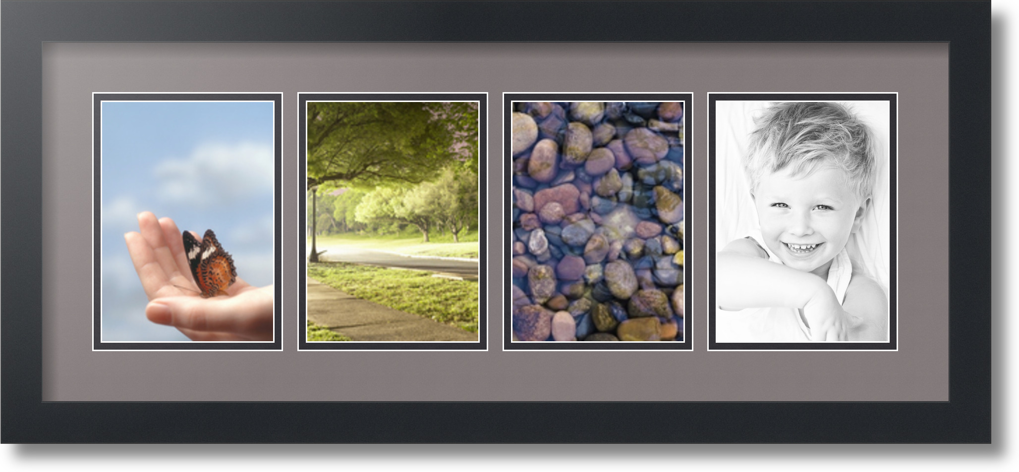 Satin Black Collage Picture Frame with 4 5x7 opening(s), Double