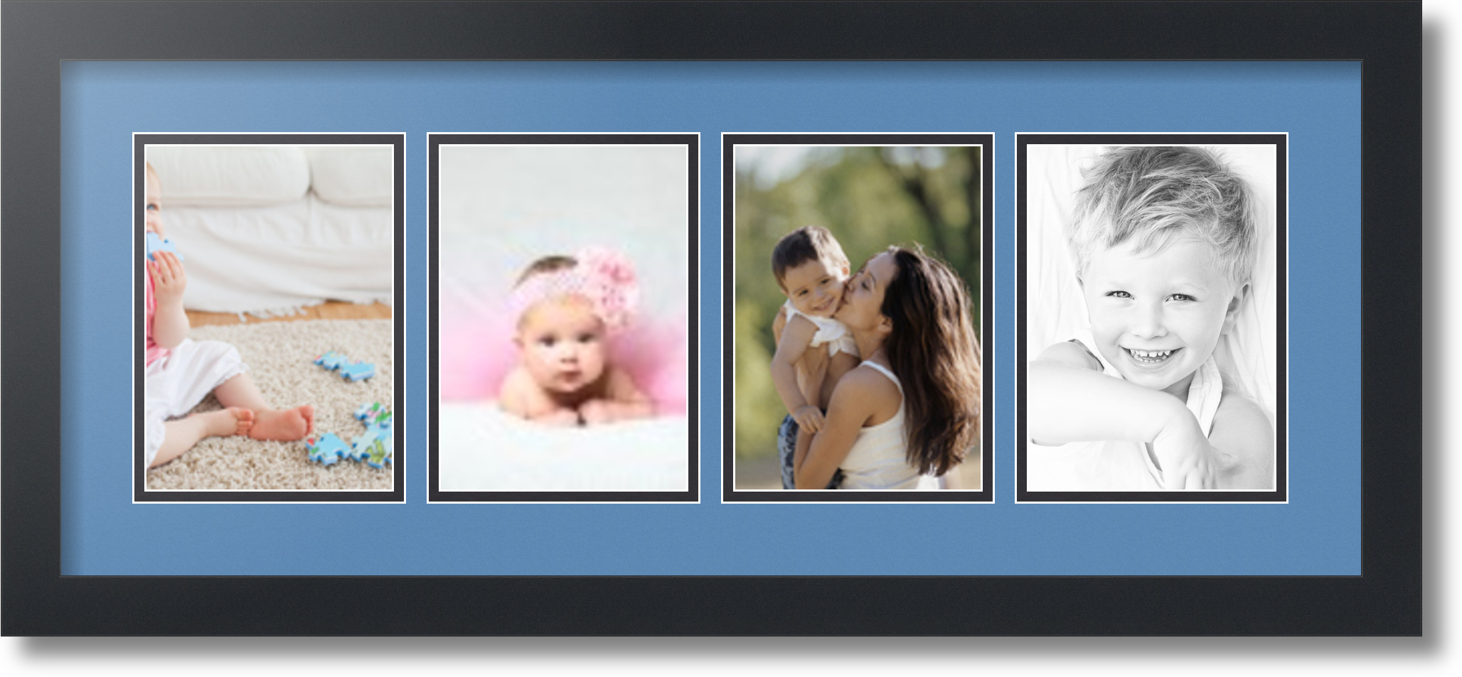 Satin Black Collage Picture Frame with 4 5x7 opening(s), Double