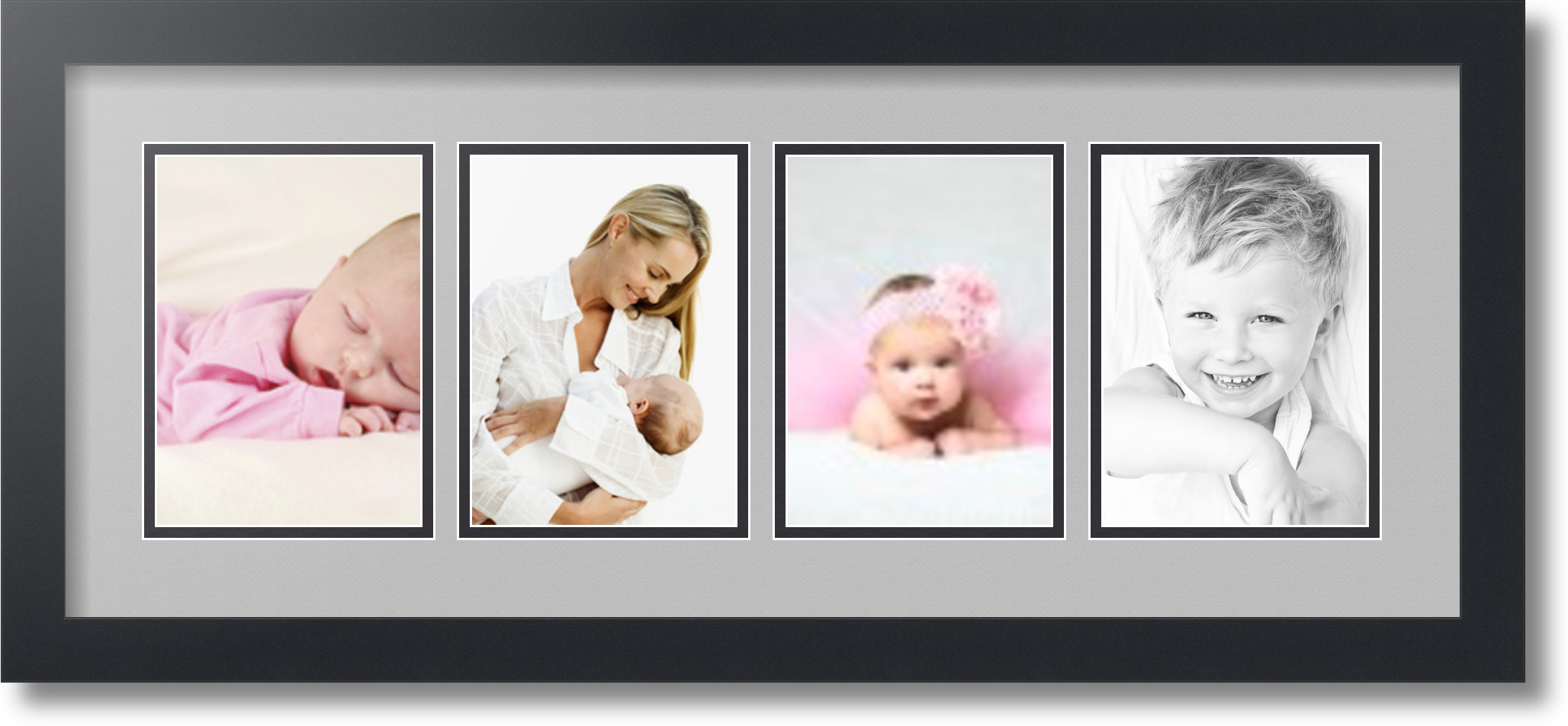 Satin Black Collage Picture Frame with 4 5x7 opening(s), Double