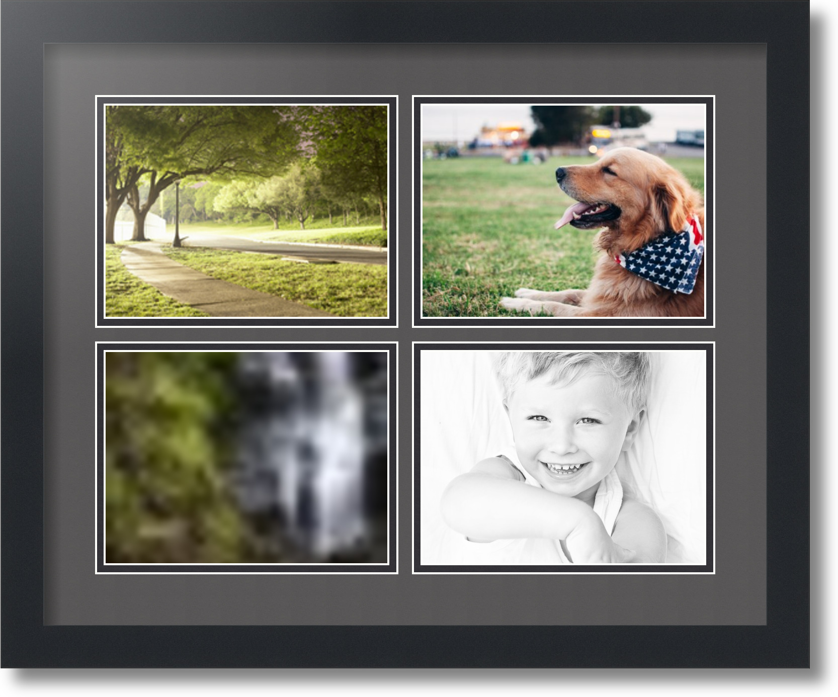 Satin Black Collage Picture Frame with 4 6x8 opening(s), Double
