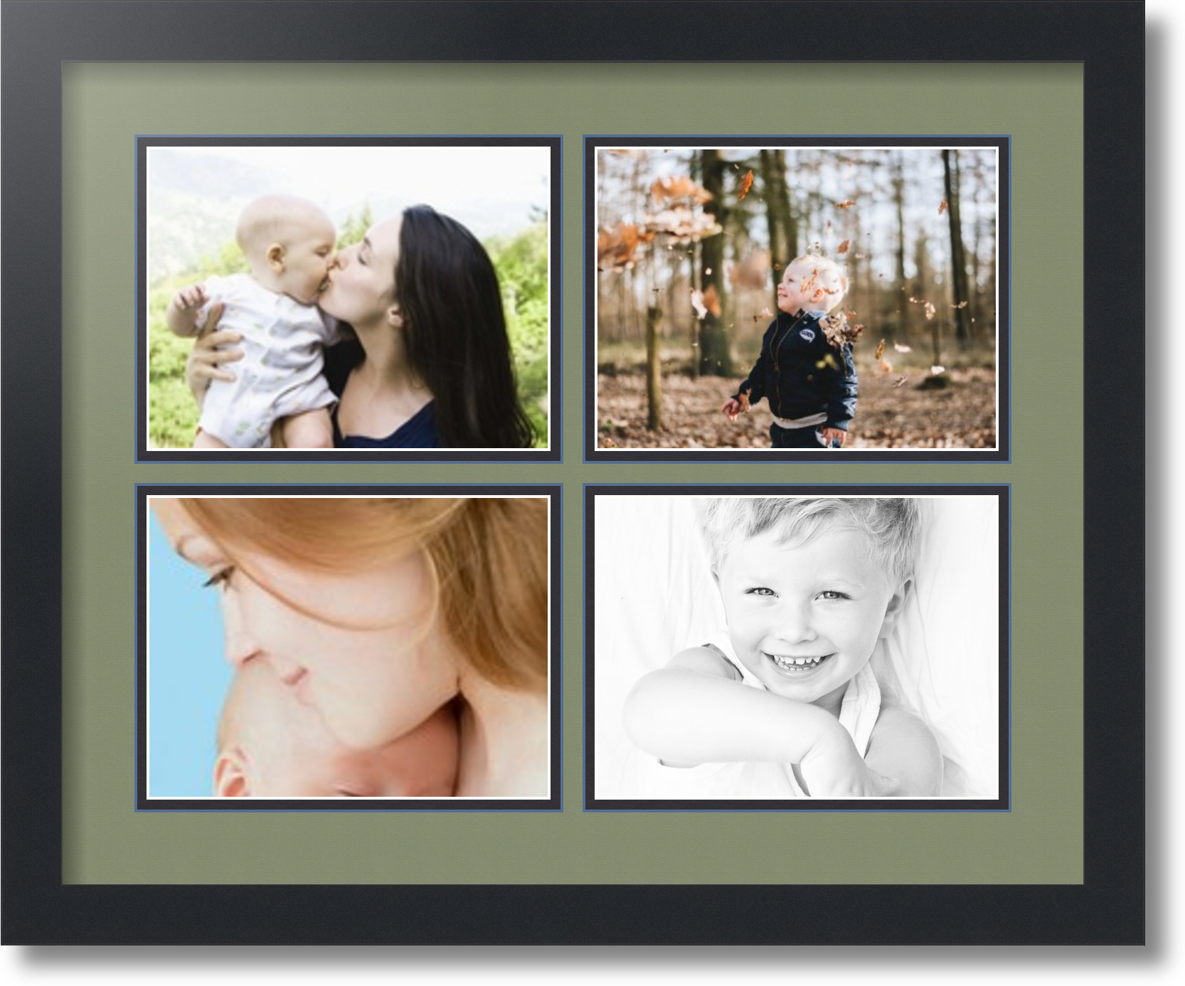 Satin Black Collage Picture Frame with 4 6x8 opening(s), Double