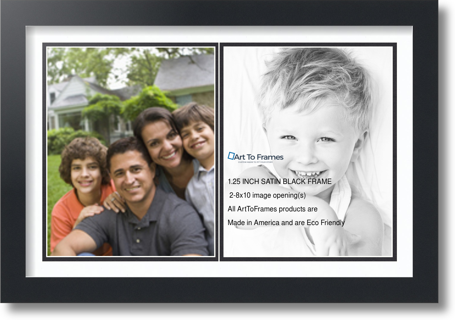 Satin Black Collage Picture Frame with 2 8x10 opening(s), Double