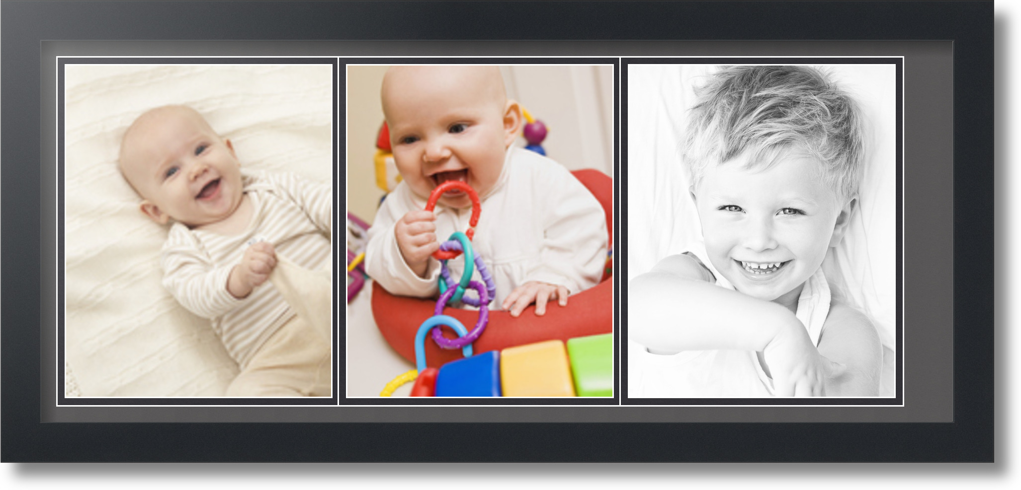 Satin Black Collage Picture Frame with 3 8x10 opening(s), Double