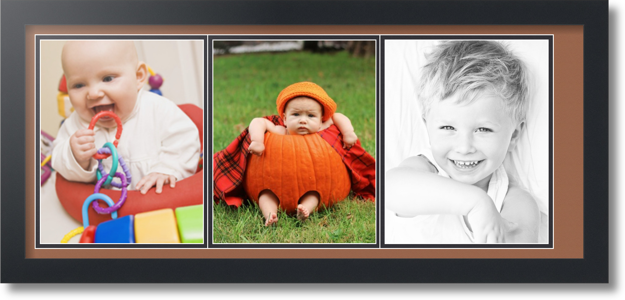 Satin Black Collage Picture Frame with 3 8x10 opening(s), Double