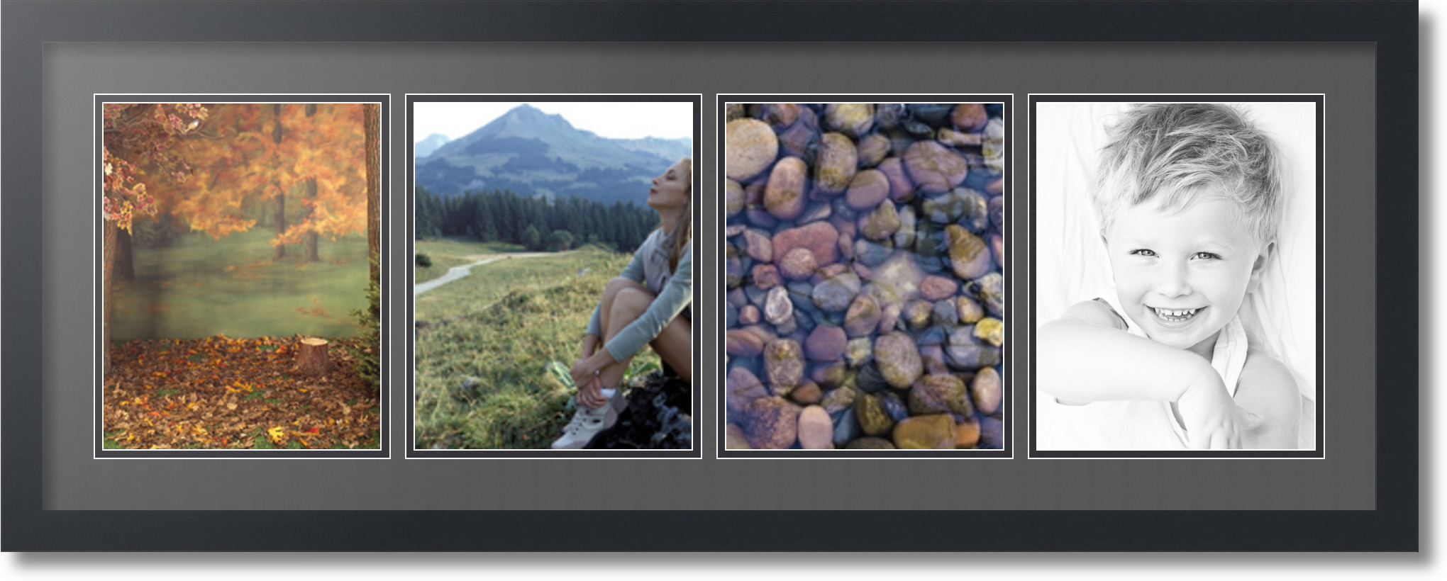 Satin Black Collage Picture Frame with 4 8x10 opening(s), Double