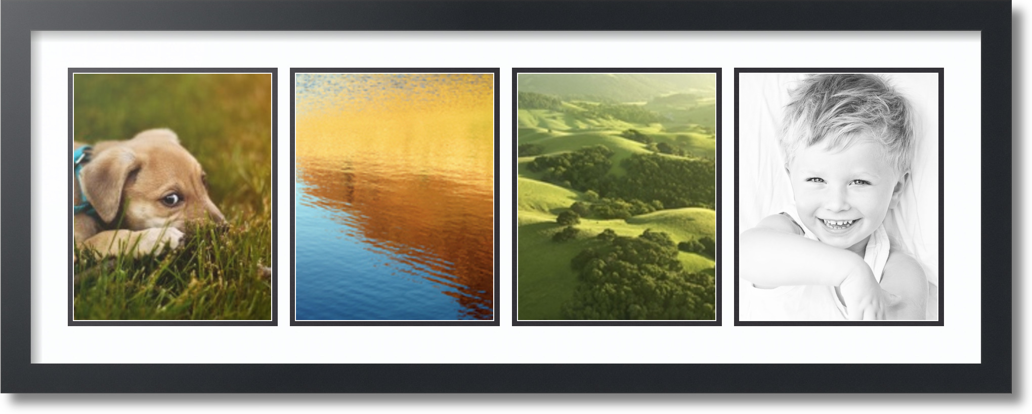 Satin Black Collage Picture Frame with 4 8x10 opening(s), Double