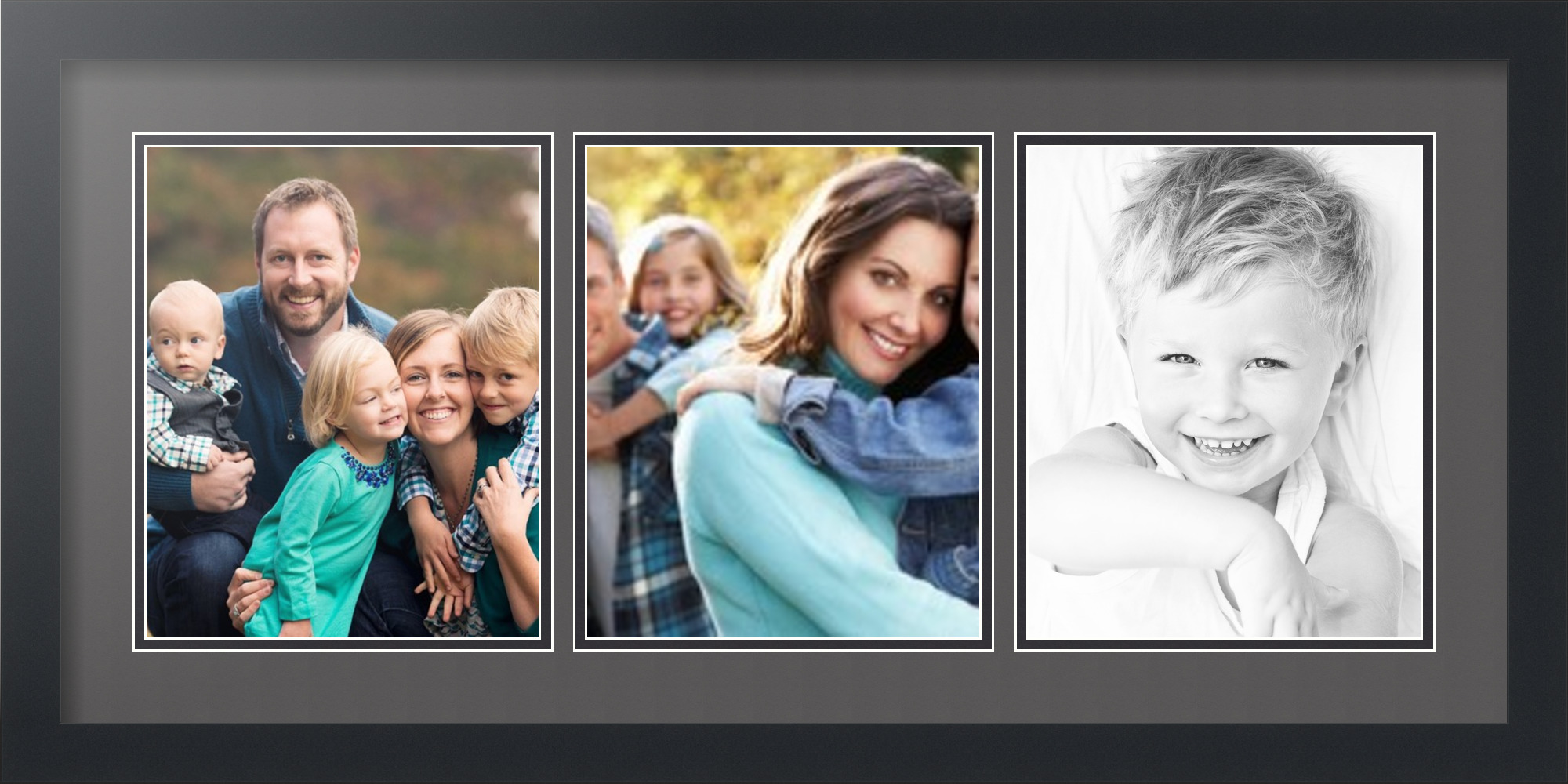 Satin Black Collage Picture Frame with 3 8x10 opening(s), Double