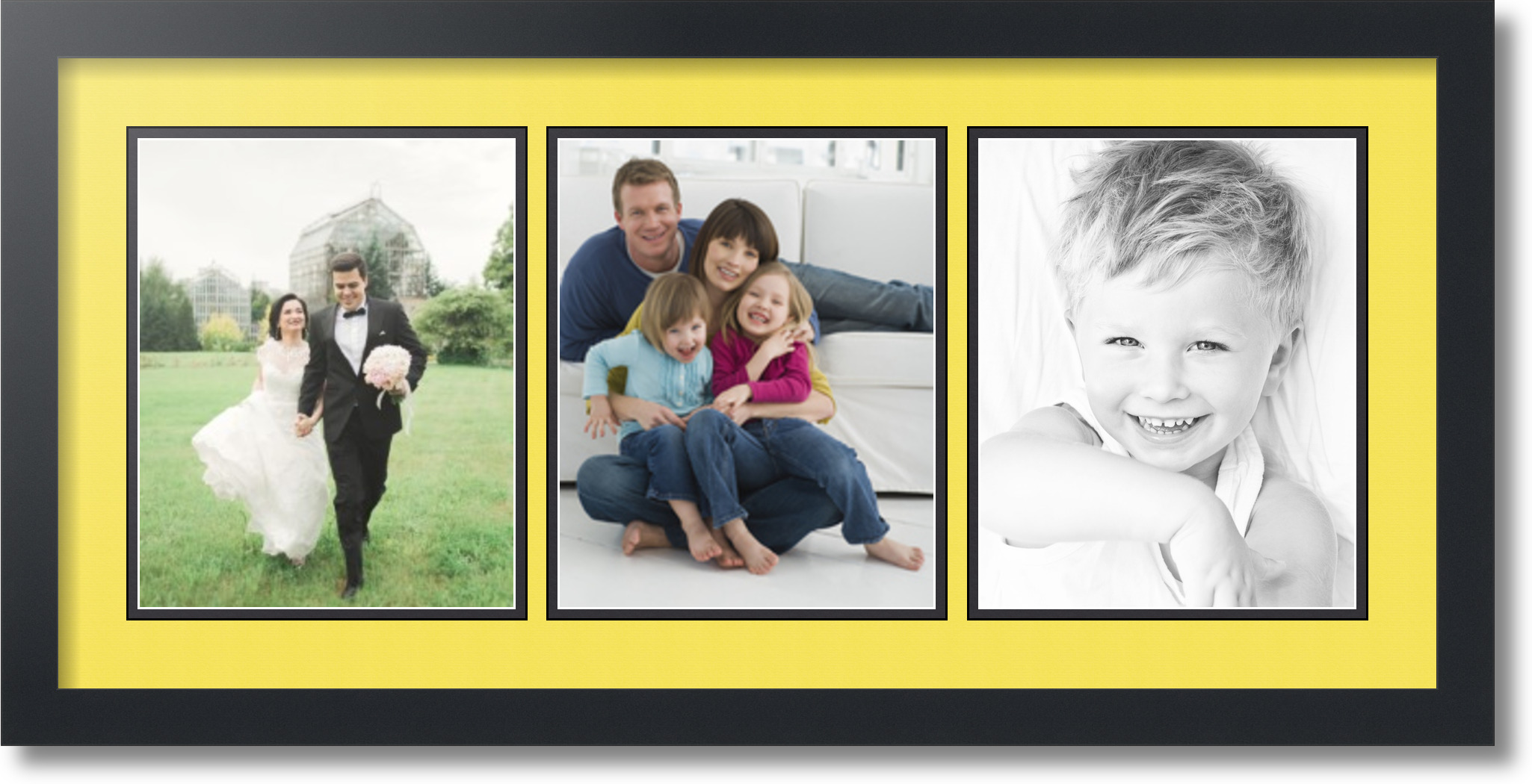 Satin Black Collage Picture Frame with 3 8x10 opening(s), Double