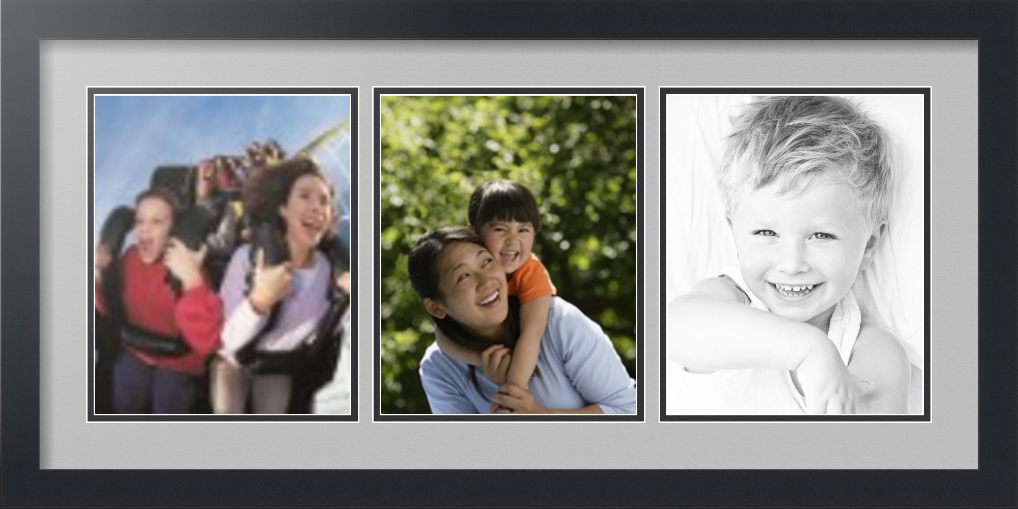 Satin Black Collage Picture Frame with 3 8x10 opening(s), Double
