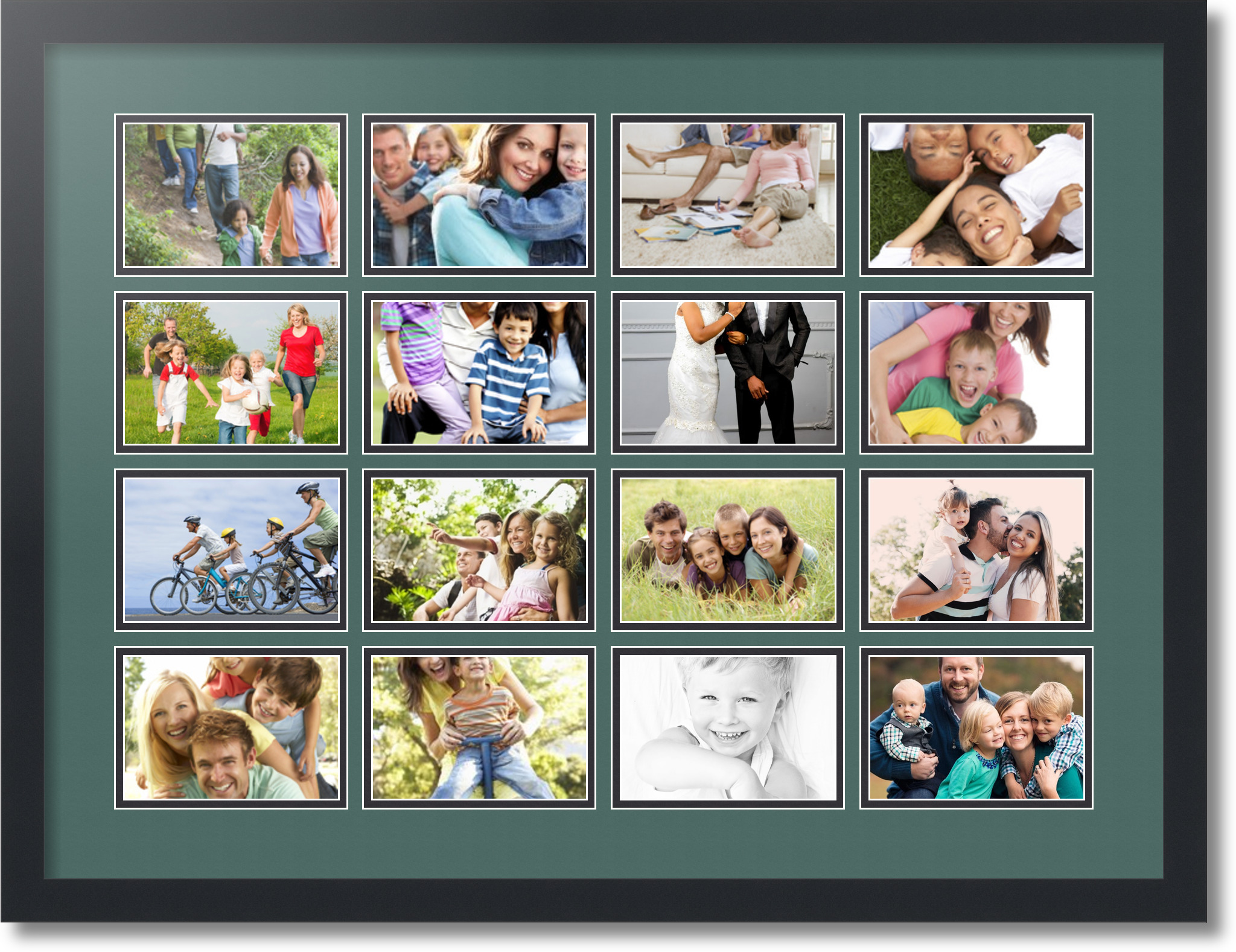 Satin Black Collage Picture Frame with 16 4x6 Opening s Double Matted