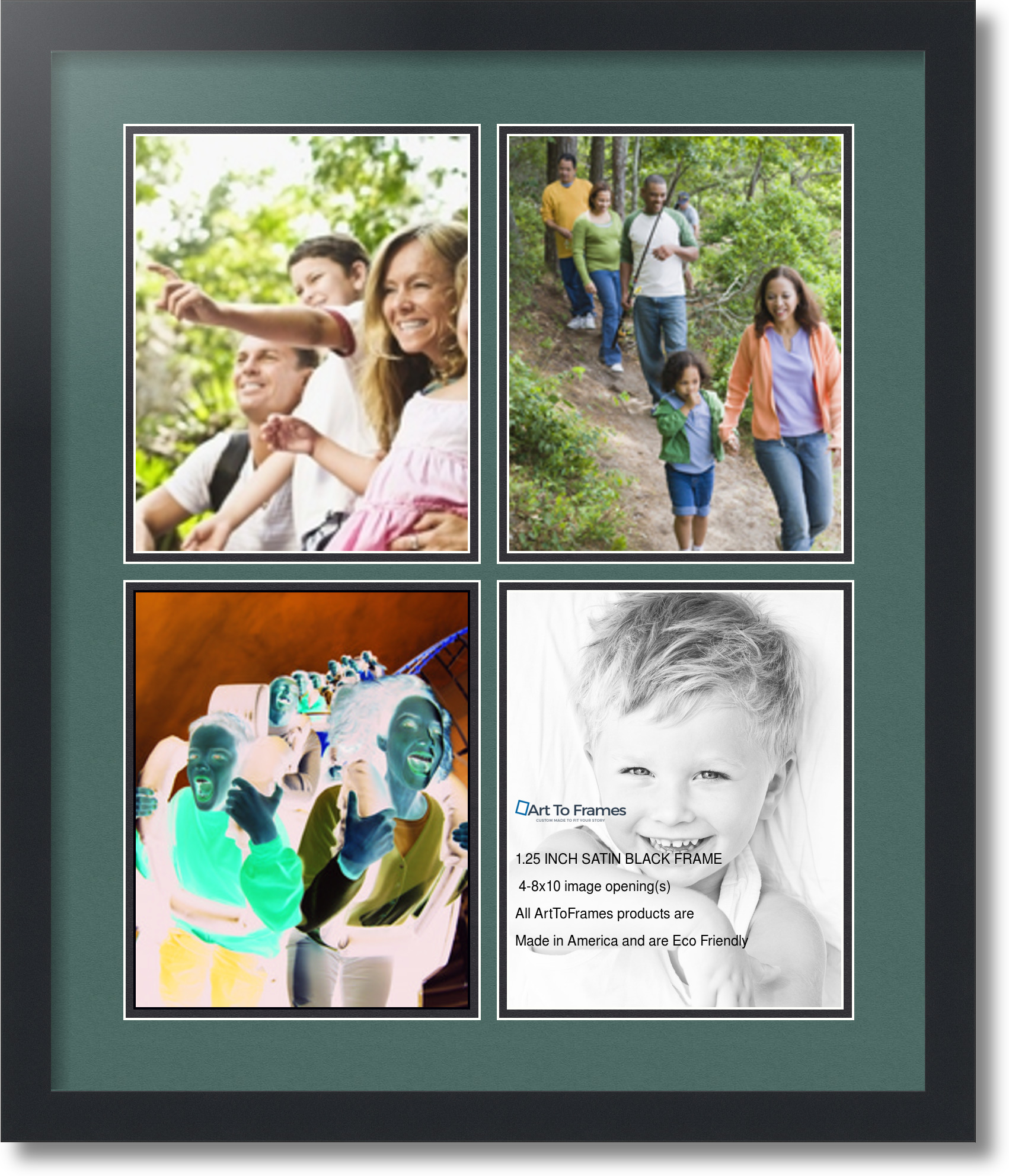 Satin Black Collage Picture Frame with 4 8x10 opening(s), Double