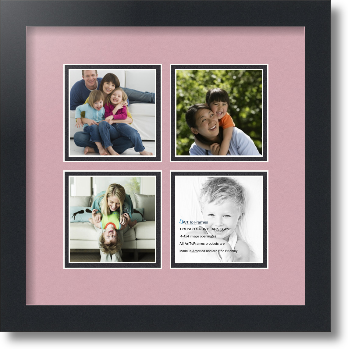 Satin Black Collage Picture Frame with 4 4x4 opening(s), Double