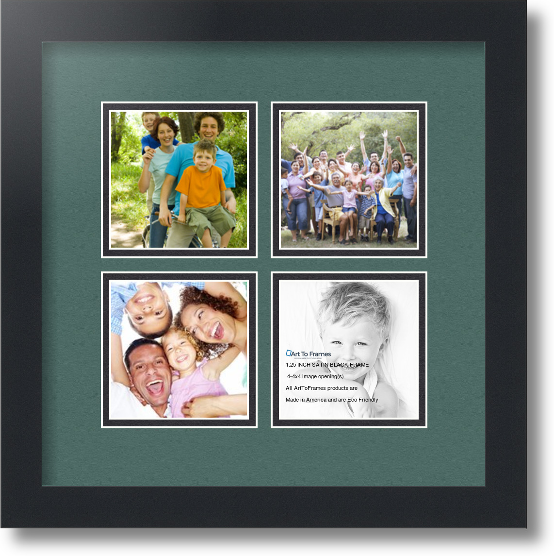 Satin Black Collage Picture Frame with 4 4x4 opening(s), Double