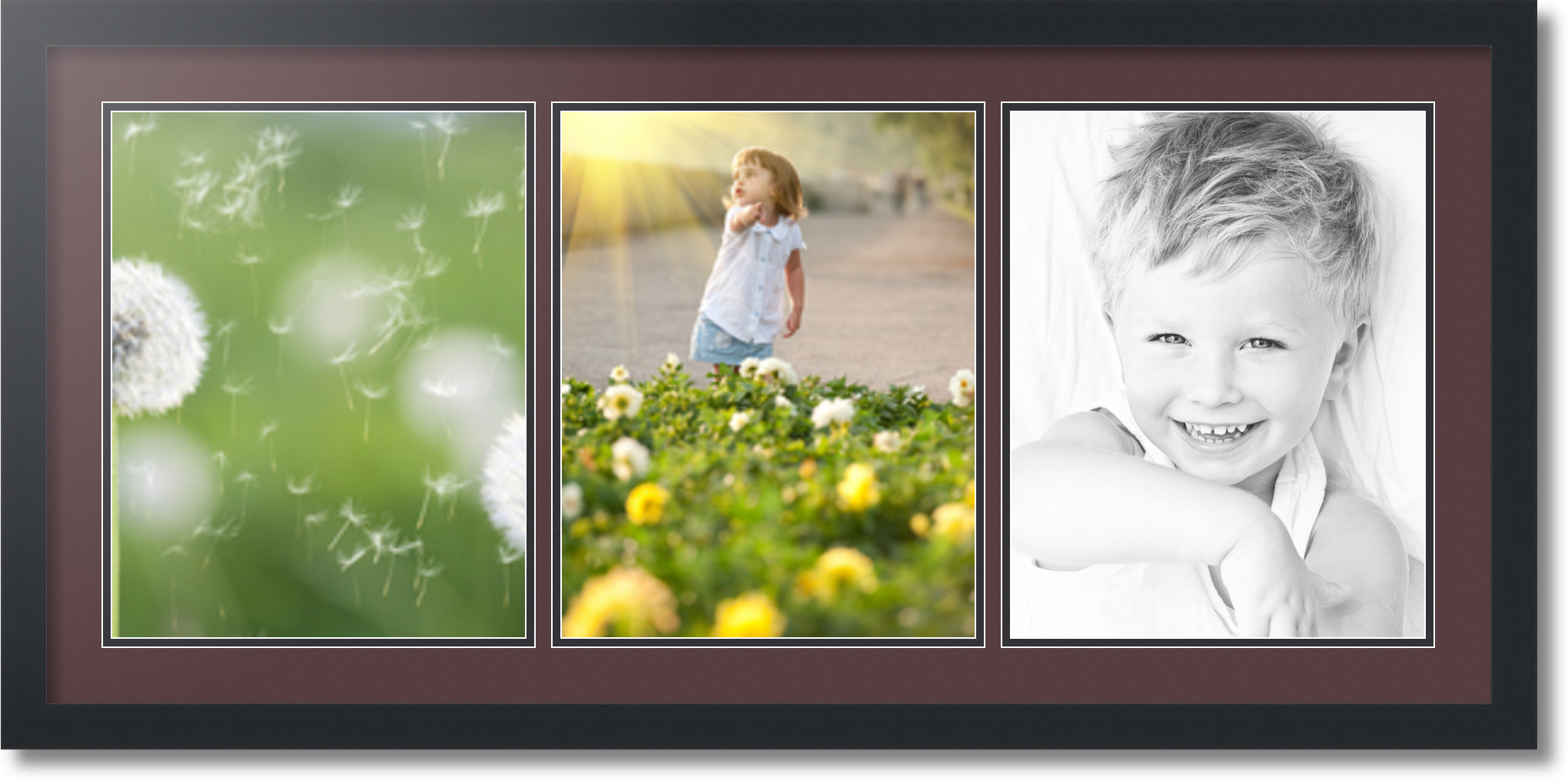 Satin Black Collage Picture Frame with 3 11x14 opening(s), Double