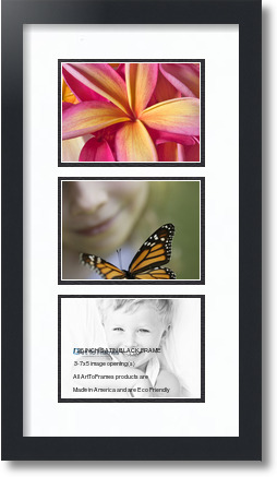3 - 5x7 openings Natural Oak - Barnwood Style collage picture frame ( 13x23 Finished Size ) - Top Mat Super White and Bottom Mat TV Grey with Economy Acrylic