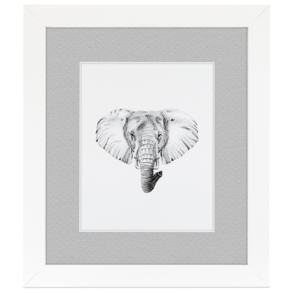 14x18 Inch Single Mat Picture Frame with 18x22 Inch Glass Size Framed in 1.25" Satin White Frame and 2" TV Grey Mat.