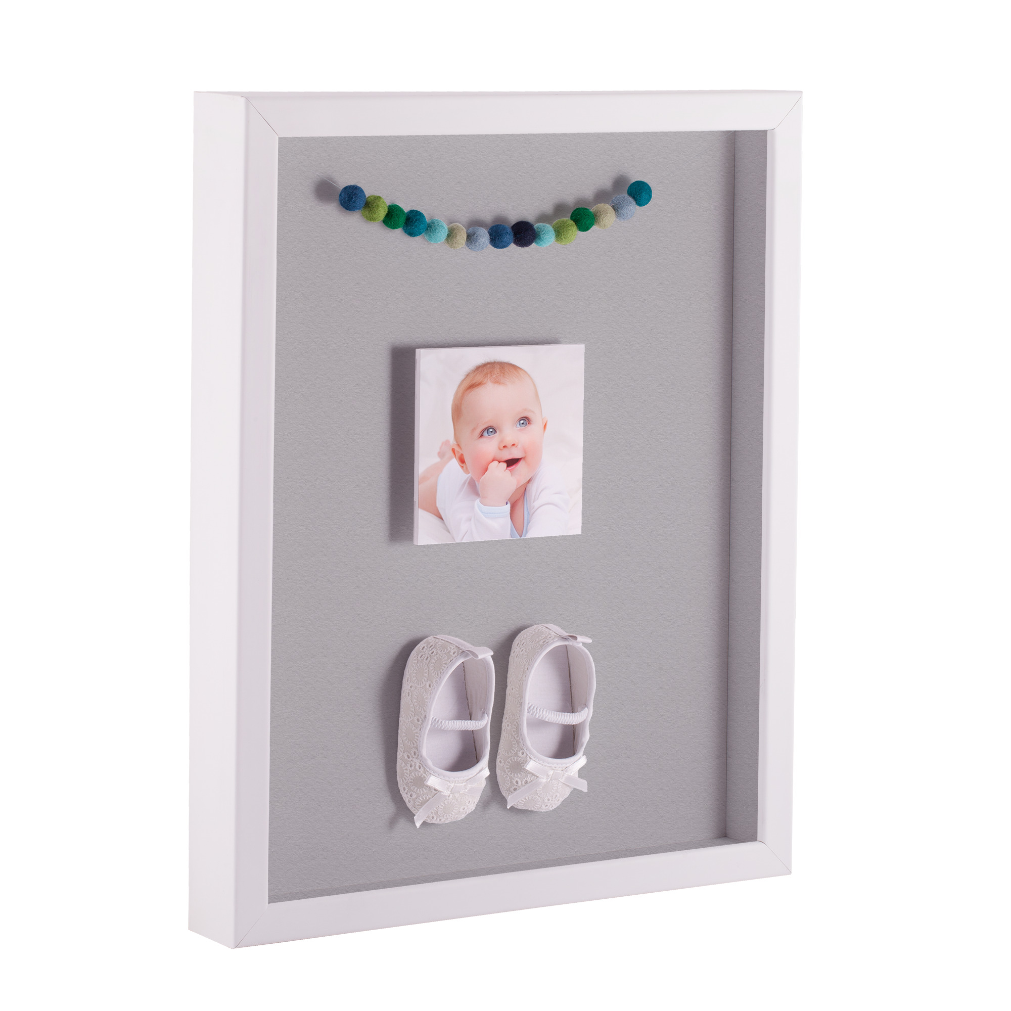 11x17 Satin White Shadow Box Picture Frame with TV Grey Mat Backing for Personal Mementos Memorabilia or Souvenirs.