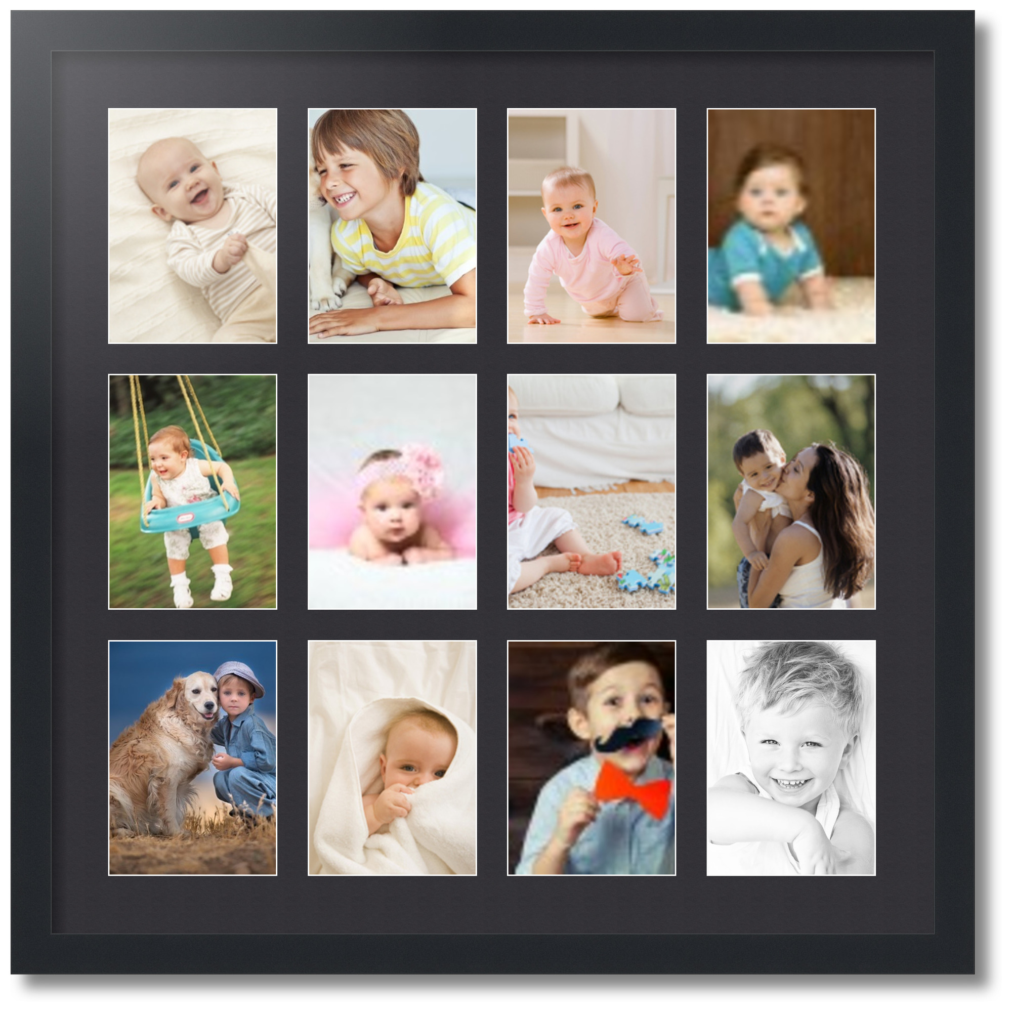 Collage Picture Frame, Black Frame with 12 for photos with Black. -.